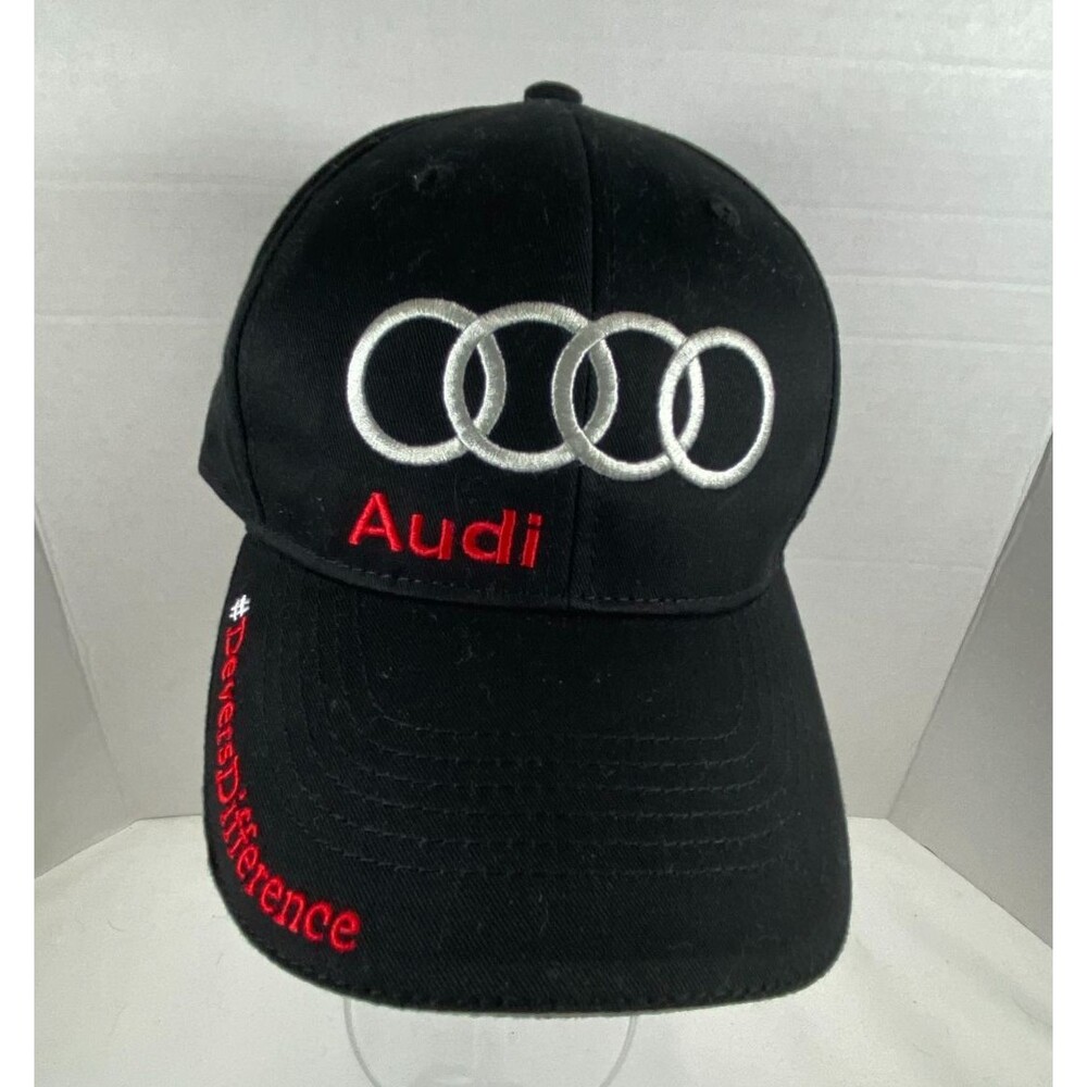 Audi Rings Logo Hat Black Red Embroidered Vin Devers Autohaus Promo Baseball Cap